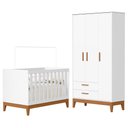 Ver imagem 1 de Jogo de Quarto Infantil Flip Guarda Roupa 3 Portas e Berço Americano Branco Fosco - Reller Móveis
