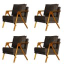Ver imagem 1 de Kit 4 Poltronas Cadeira Mona Luxo Recepção - Suede Marrom