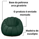 Ver imagem 3 de Kit Poltrona Base Giratória C/ Almofada e Puff Concha Veludo Cor Verde