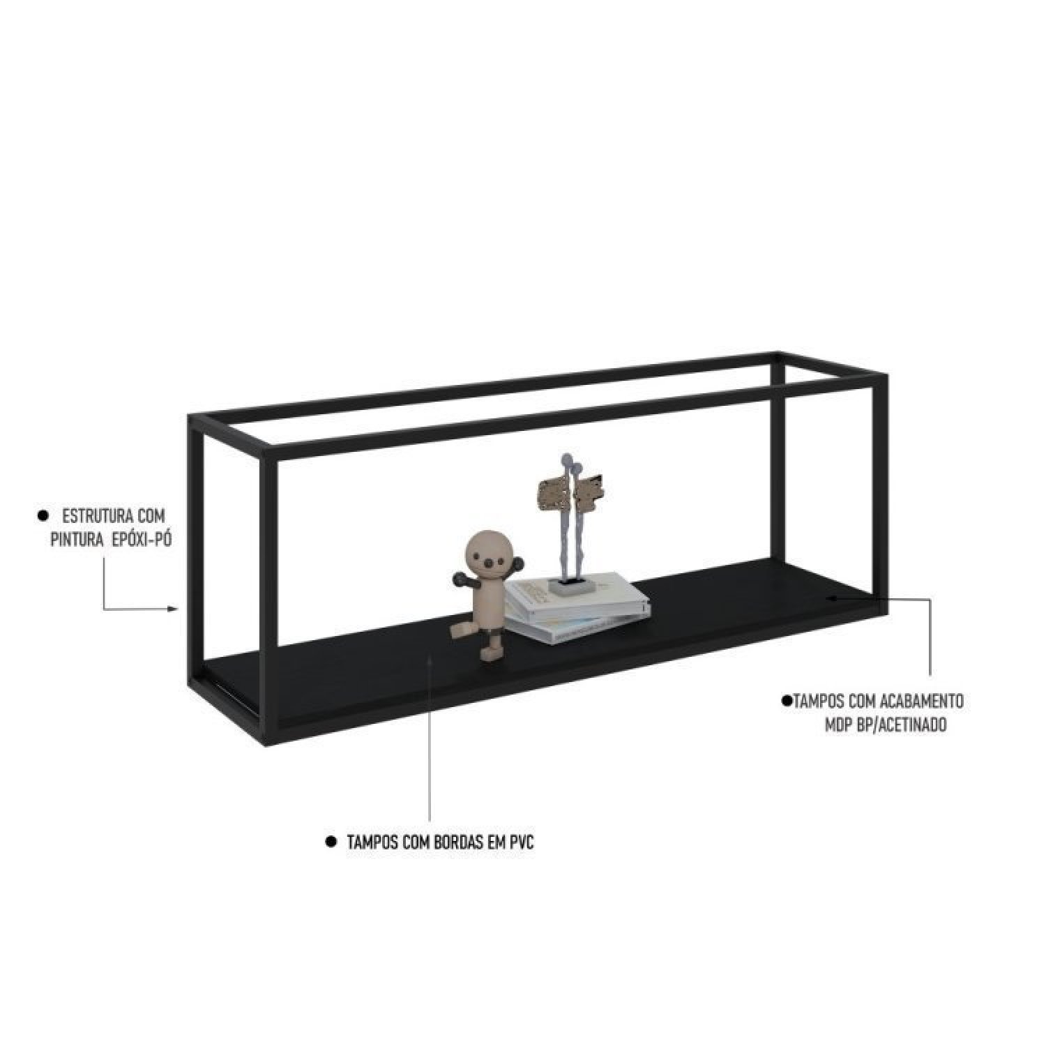 Rack para TV até 50 Polegadas 1 Nicho Aéreo Estilo Industrial Active Yescasa - 12