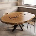 Ver imagem 2 de Mesa de Jantar Rústica Tora Madeira Maciça Borda Viva