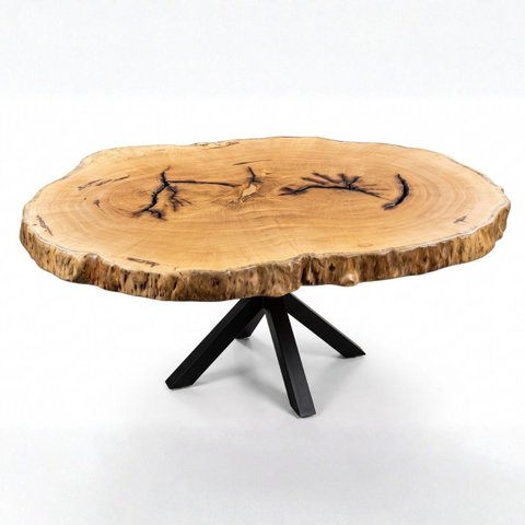 Mesa de Jantar Rústica Tora Madeira Maciça Borda Viva