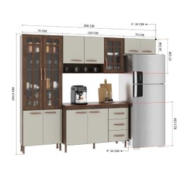 Cozinha Modulada Compacta Fidelitá Lisboa 4 Peças 260cm 11 Portas 3 Gavetas com Tampo - 4