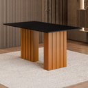Ver imagem 1 de Mesa de Jantar com Vidro 6 Lugares Multimóveis Cr50233 Cinamomo/preto