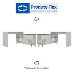 Mesa para Escritório Escrivaninha em L Retrô 136x120cm - 6