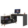 Mesa Escrivaninha em L 120x136cm Retrô 2 Portas Pés Madeira Maciça - 4
