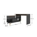 Ver imagem 3 de Mesa Escrivaninha em L Retrô Pés 2 Portas 136cm Pés em Madeira Maciça Grafite e Nogal Yescasa Preto