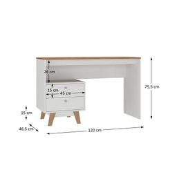 Mesa Escrivaninha 120cm 2 Gavetas Retrô Pés Madeira Maciça - 3