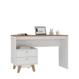 Mesa Escrivaninha 120cm 2 Gavetas Retrô Pés Madeira Maciça - 4