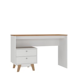 Mesa Escrivaninha 120cm 2 Gavetas Retrô Pés Madeira Maciça - 2