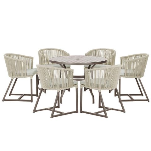 Mesa com 6 Cadeiras Jantar Noronha Marrom E3 Trama Original Rami