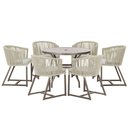 Ver imagem 1 de Mesa com 6 Cadeiras Jantar Noronha Marrom E3 Trama Original Rami