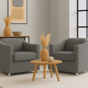 Kit 2 Poltrona Decorativa para Sala, Escritorio, Recepção Tila Suede Cinza