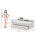 Ver imagem 5 de Cama Solteiro Bicama Estante +luz+2colc Ditália BB2829 cor:branco