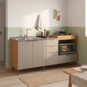 Ver imagem 1 de Balcão para Pia 4 Portas 2 Gavetas com Nicho de Forno Prateleiras e Pés Reguláveis 190x87x51,5cm