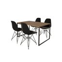 Ver imagem 2 de Mesa Industrial Base Ferro Preto Tampo 137x90 Amendoa 4 Cadeiras Eames Ferro Preto Assento Preto