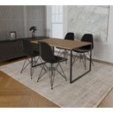 Ver imagem 1 de Mesa Industrial Base Ferro Preto Tampo 137x90 Amendoa 4 Cadeiras Eames Ferro Preto Assento Preto