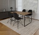 Ver imagem 1 de Mesa Industrial Base Ferro Preto Tampo 137x90 Amendoa 4 Cadeiras Eames Ferro Preto Assento Preto