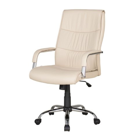 Cadeira Escritório Presidente BLM107P Blume Tela Mesh Bege Base Rodizio Cromado PU