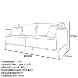Sofá Living 2 Lugares 1,60 Linho Dourado - Lucadi Home - 8