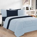 Ver imagem 1 de Kit Edredom + Jogo de Lençol Malha 100% Algodão Gran Moratta 6 Peças Queen - Azul Bebê-azul