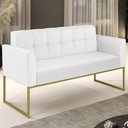 Ver imagem 2 de Sofá Namoradeira Base Industrial Dourado Ana Sintético Branco - Ibiza