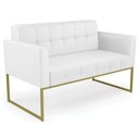Ver imagem 1 de Sofá Namoradeira Base Industrial Dourado Ana Sintético Branco - Ibiza
