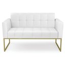 Ver imagem 4 de Sofá Namoradeira Base Industrial Dourado Ana Sintético Branco - Ibiza
