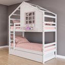 Ver imagem 1 de Treliche Casinha com Janela Madeira Maciça Branco/ Rosa Housin