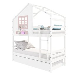 Treliche Casinha com Janela Madeira Maciça Branco/ Rosa Housin - 5