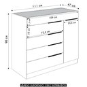 Ver imagem 5 de Cômoda Amel Quarto Solteiro 5 Gavetas 111cm MDP Puxador Plástico Branco Mpozenato