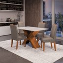 Ver imagem 2 de Conjunto de Mesa Sala de Jantar Tampo com Vidro 1,36m 4 Cadeiras Grécia Dobuê