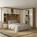 Ver imagem 1 de Guarda Roupa Modulado 3 Peças 9 Portas 5 Gavetas com Espelho e Cabeceira 100% MDF Smart Cinamomo/Off