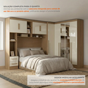 Ver imagem 6 de Guarda Roupa Modulado 3 Peças 9 Portas 5 Gavetas com Espelho e Cabeceira 100% MDF Smart Cinamomo/Off