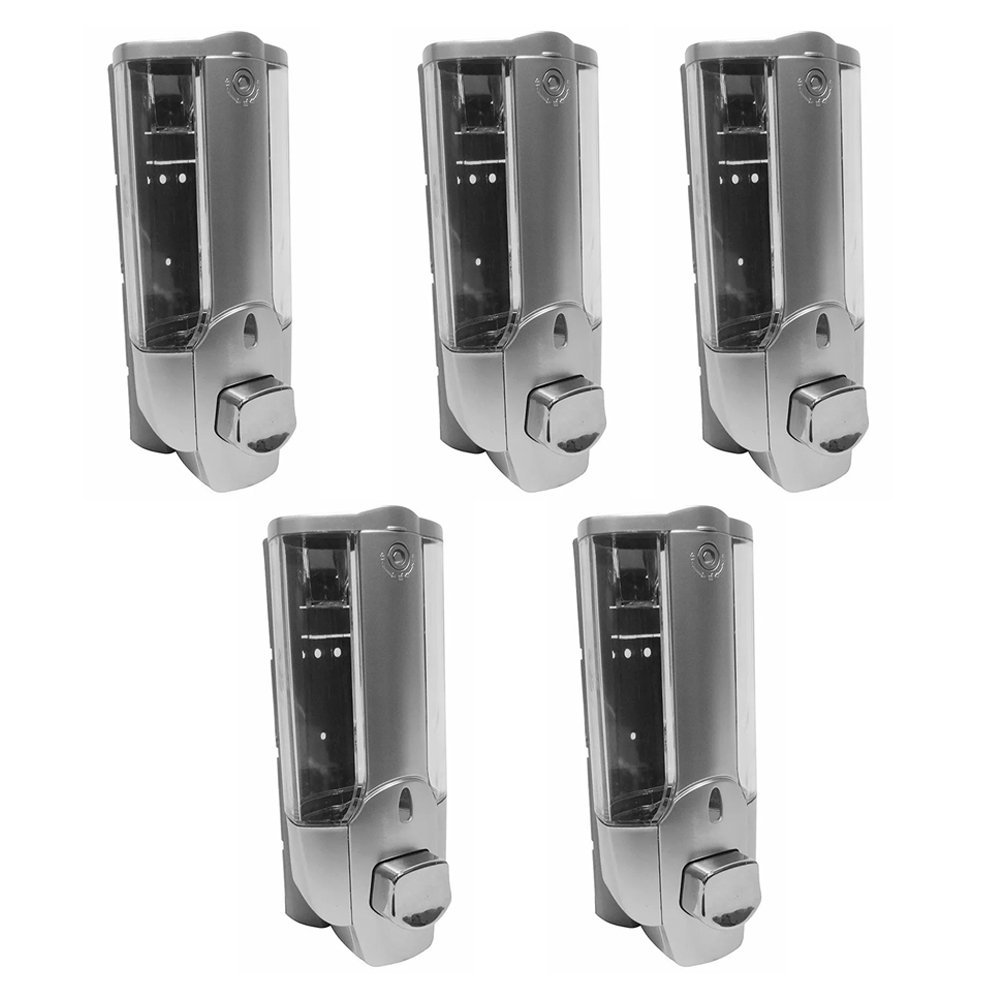 Dispenser Sabonete Liquido Shampoo Kit 5 Unidades Banheiro Lavabo Restaurante Hotel Bar Shopping Hig - 1