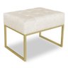 Puff Lisa Linho Bege Base Metálica Industrial Dourado - Pallazio - 1