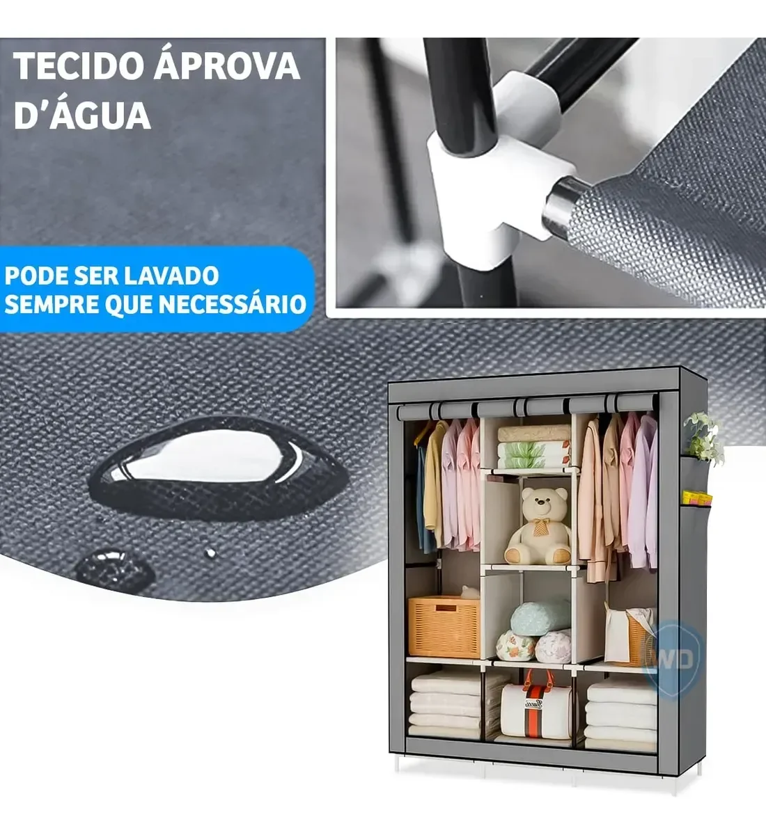 Ver imagem 2 de Guarda-roupa Cinza Snel Home