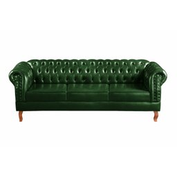 Sofá Dom Pedro Chesterfield 3 Lugares Decoração Sala Receção - Couríssimo Verde - 1