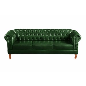 Sofá Dom Pedro Chesterfield 3 Lugares Decoração Sala Receção - Couríssimo Verde