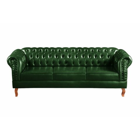 Sofá Dom Pedro Chesterfield 3 Lugares Decoração Sala Receção - Couríssimo Verde