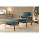 Ver imagem 4 de Poltrona Gael Luxo Madeira Maciça Castellar Móbile Linho Azul Linho Azul