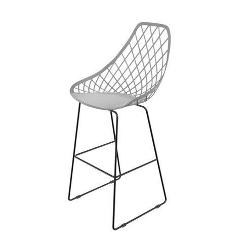Banqueta Alta 106cm com Encosto Kayla Cinza/Konkret