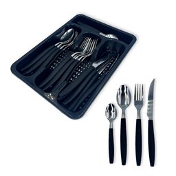 Jogo de Talheres Faqueiro Aço Inox com Gaveteiro - Preto - 1