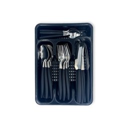 Jogo de Talheres Faqueiro Aço Inox com Gaveteiro - Preto - 2
