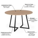 Ver imagem 3 de Mesa de Jantar Redonda Industrial 120cm 4 a 6 Lugares Rigo MDF Jade - Straub Web