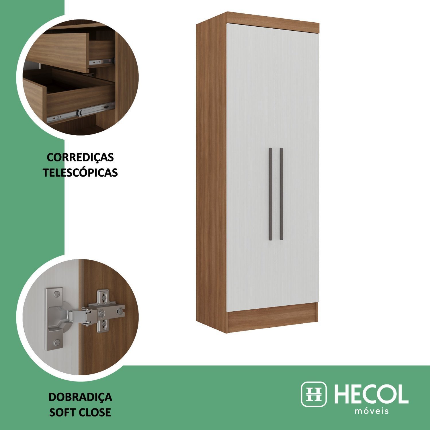 Módulo Roupeiro 2 Portas 2 Gavetas Internas Viena - 6
