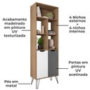 Ver mais imagens de Conjunto para Sala Rack Tv 60 Pol Carvalho Branco Grafite Prata Arly