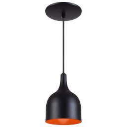 Pendente Gota Teat Luminária Lustre Alumínio Preto Textura C/ Laranja - T&T Iluminação - 1