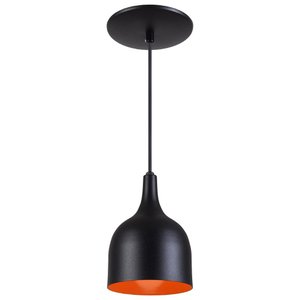 Pendente Gota Teat Luminária Lustre Alumínio Preto Textura C/ Laranja - T&T Iluminação