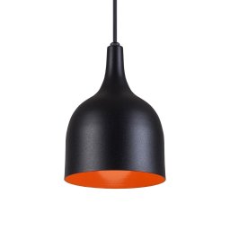 Pendente Gota Teat Luminária Lustre Alumínio Preto Textura C/ Laranja - T&T Iluminação - 3